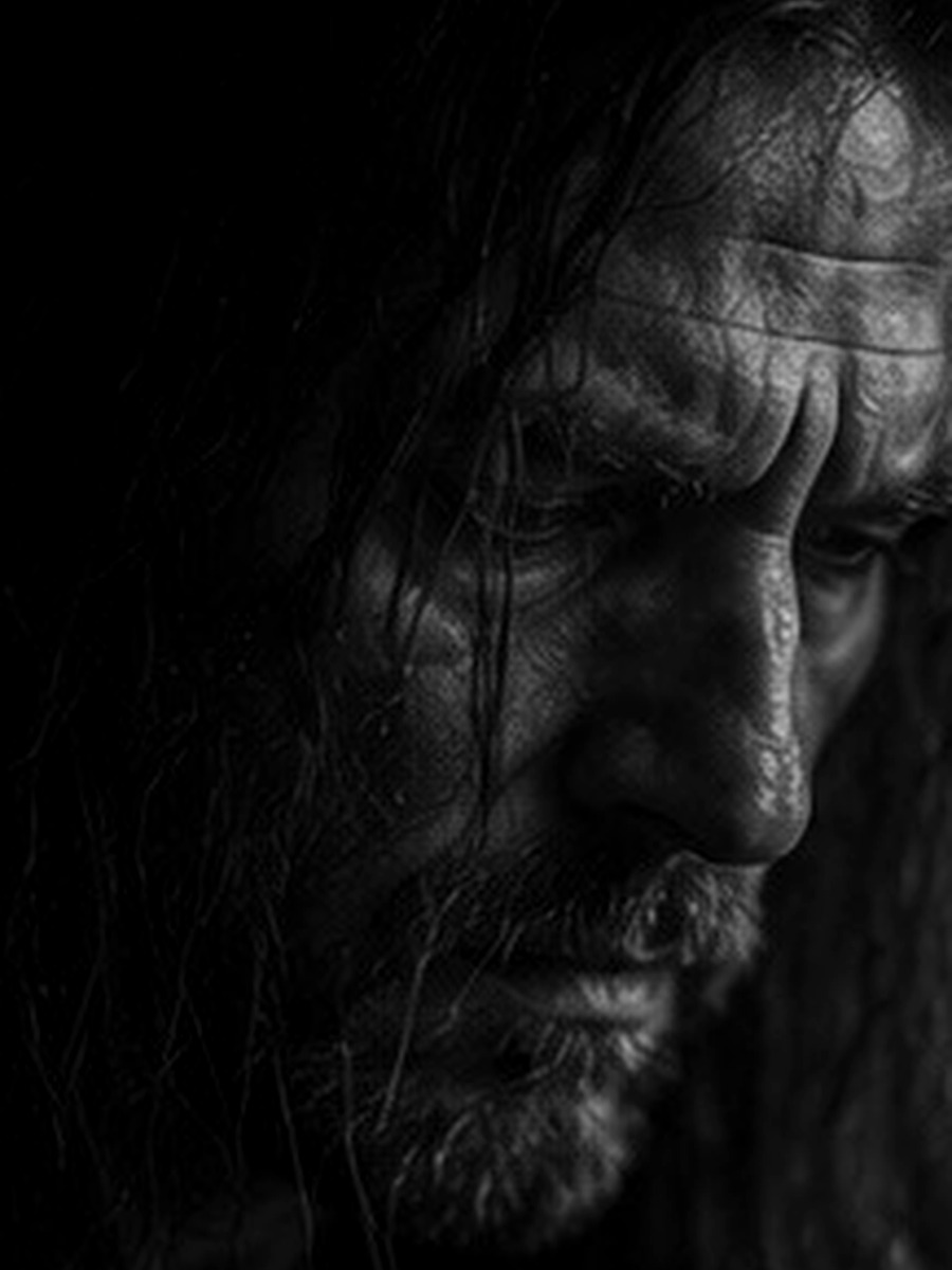 Dramatisches Schwarz-Weiß-Portrait im vorhandenen Licht.
